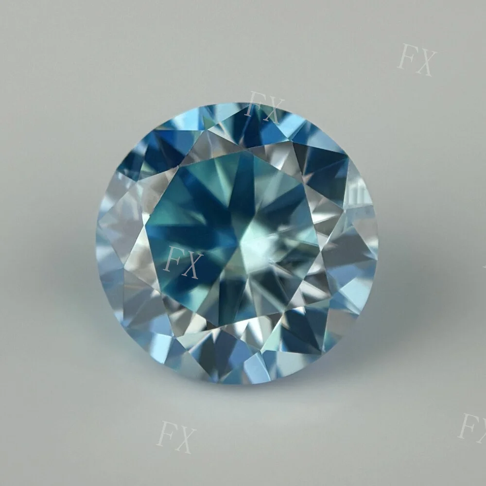 

Wholesale 5-10mm Loose Moissanite Stones Aqu Blue Shining Fine Round Lab Grown Stone With Certificate