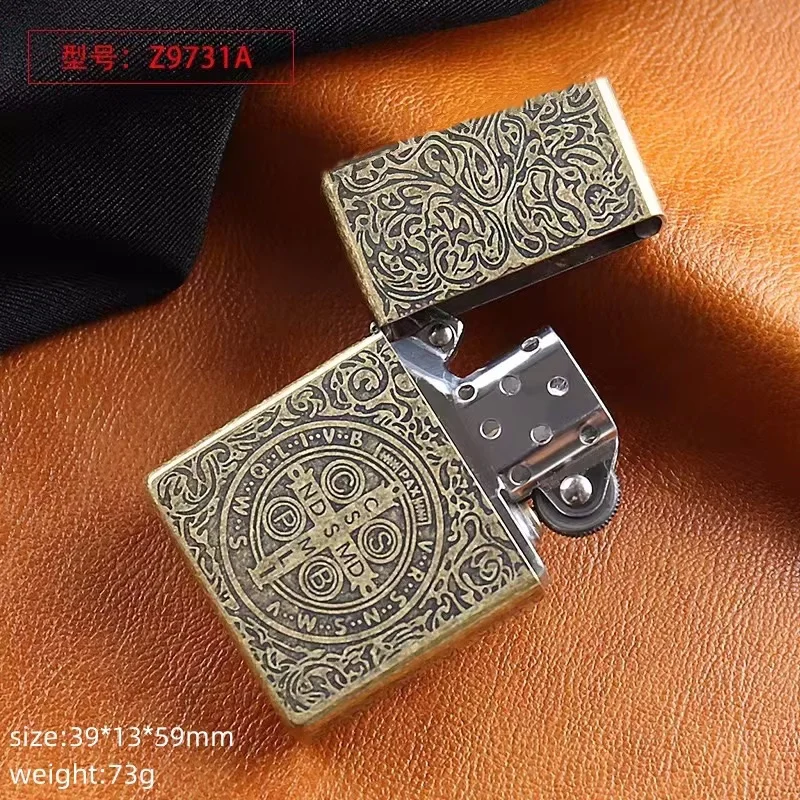 Zorro Brass Kerosene Lighter 1:1 Constantine Collection Deep Carved Pattern Creative Men\'s Smoking Accessories