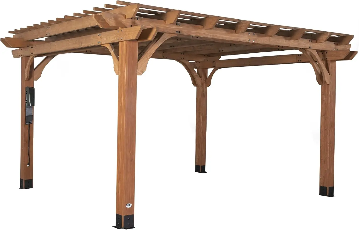 Beaumont 14' x 12' Traditional Cedar Wood Pergola Kit with Trellis Roof, All-Season Durability, High-Wind Rating, PowerPort, Sha