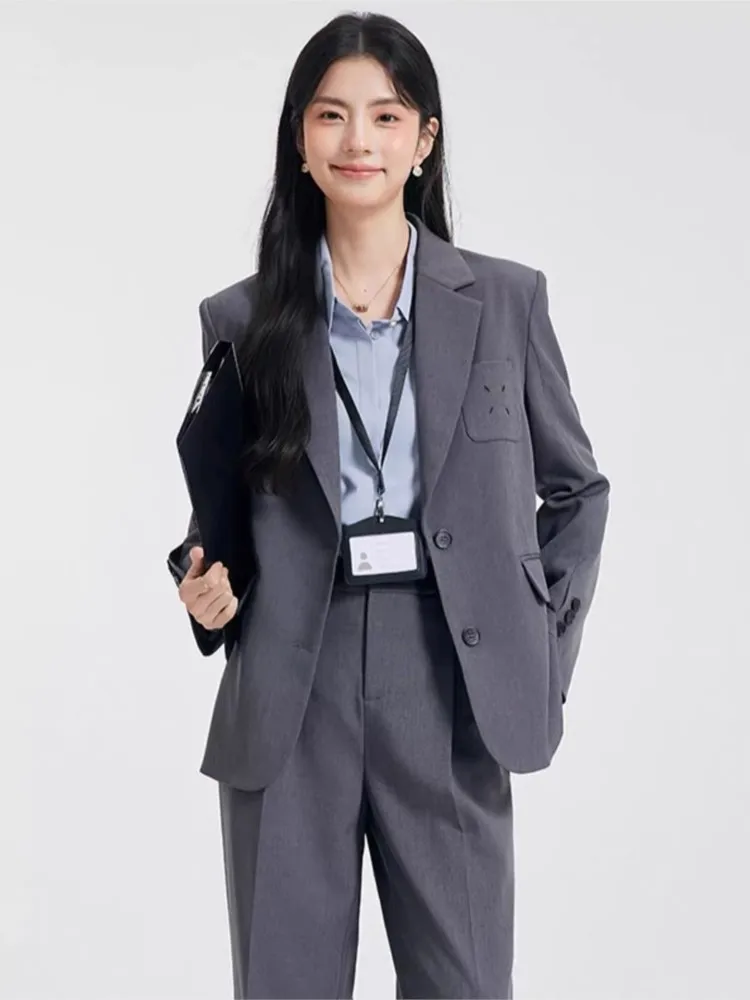 

Autumn Fashion Ladies Pantsuit Formal Women Office Business Work Wear Blazer and Trousers 2 Piece Set Female Clothes Outfits New