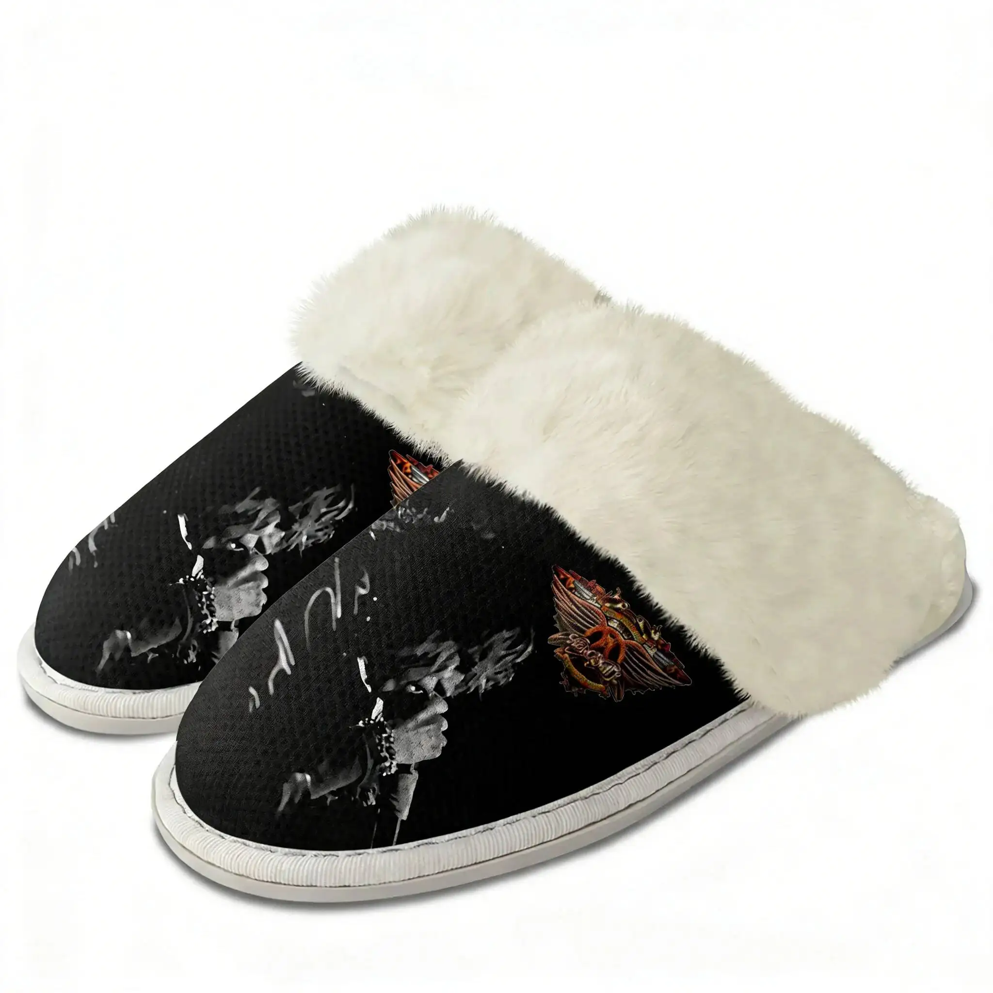 Aerosmith Plush Slippers Keep Warm Shoes Rock Singer Mens Womens Home Cotton Bedroom Customized Thermal Lightweight Slipper