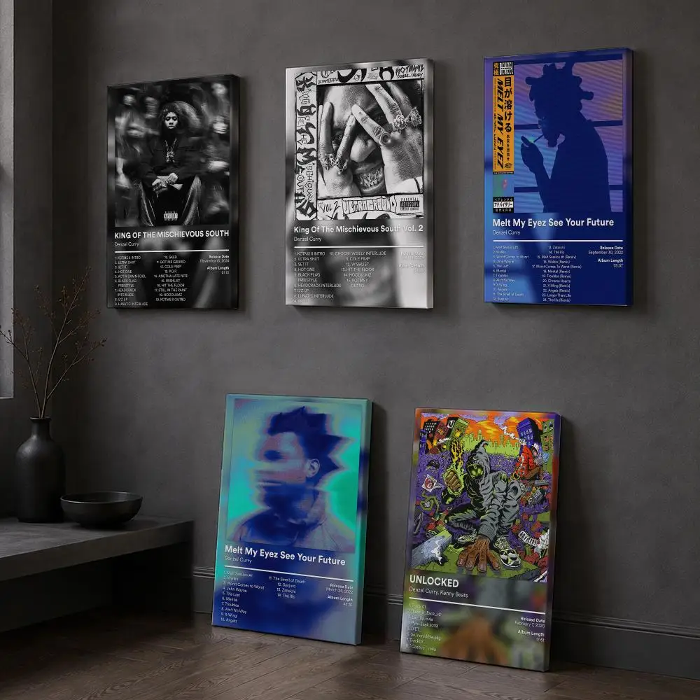 Rapper D-Denzel Curry Framed Wall Painting Wooden Framed Canvas Poster Wall Art HD Waterproof Print Home Decor