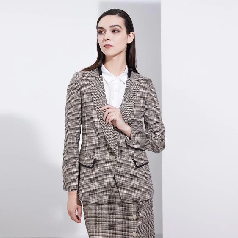 

Faionable Retro Plaid Single Button Suit Jaet Micro Word Women's Premium Spring 2024 Collection Ele Outerwear