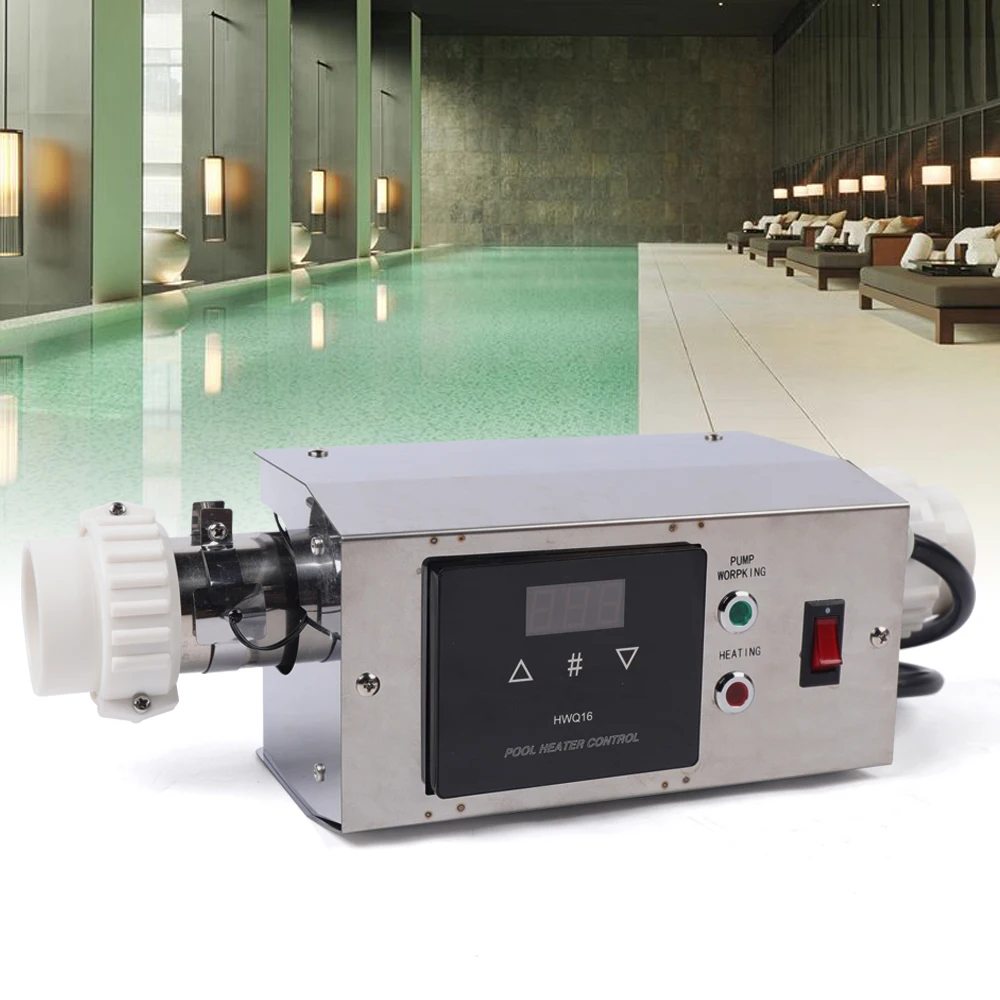 Chauffe-piscine électrique en acier inoxydable, pompe à chaleur, chauffage de piscine, thermostat pour piscines, 3KW
