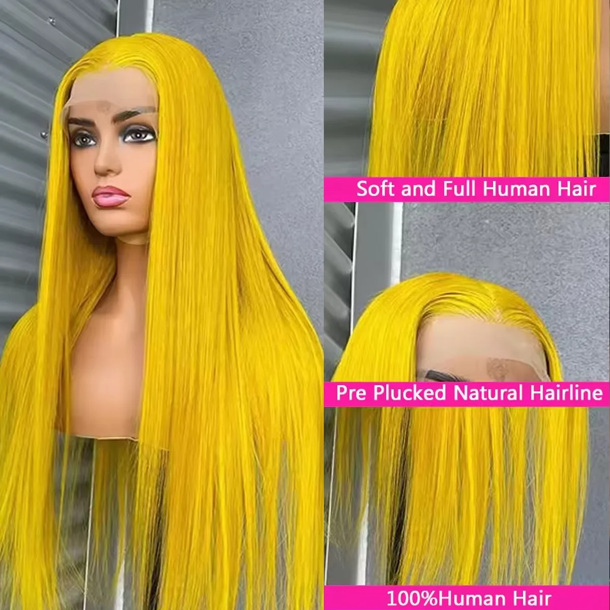 

220 Density Yellow Colored Straight Wigs 30 Inch 13x6 Hd Transparent Lace Frontal Wig Brazilian Remy Human Hair Wigs For Women
