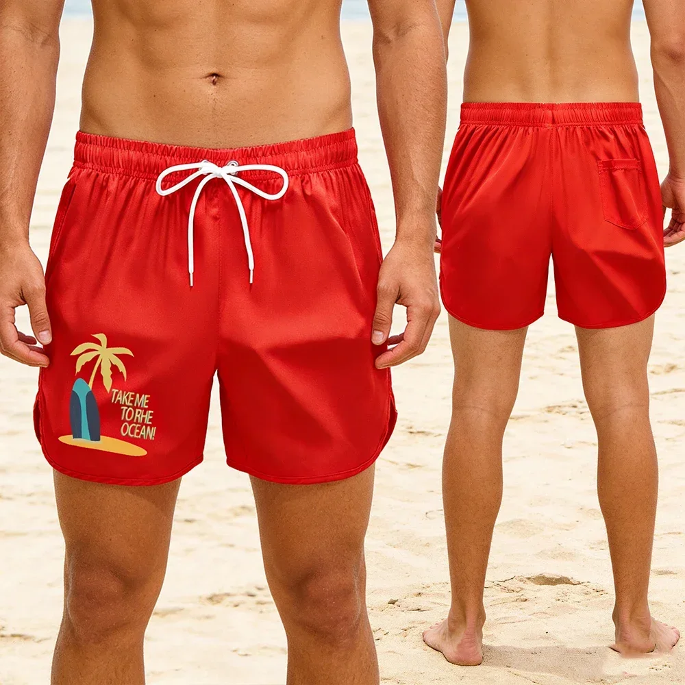 

Shorts de plage à séchage rapide pour hommes, shorts de bain décontractés d'été, shorts de surf à taille élastique avec cordon d