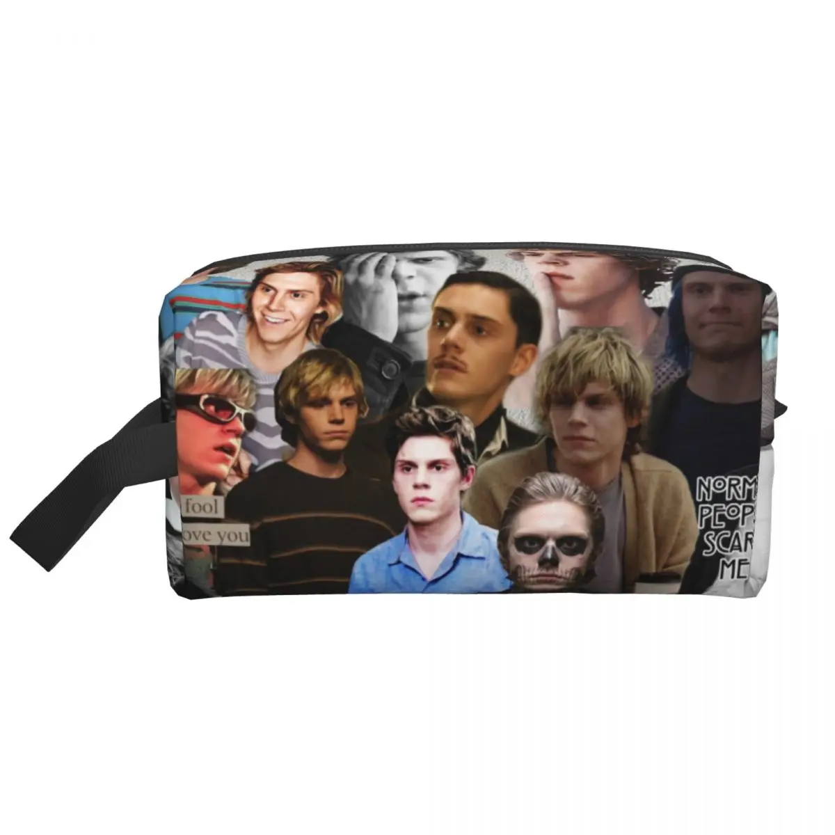 Custom Actor Star Movie Evan Peters Toiletry Bag Women Makeup Cosmetic Organizer Ladies Beauty Storage Dopp Kit Case