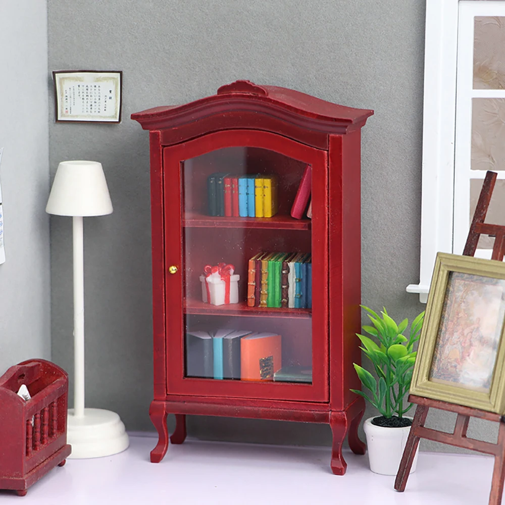 1/12 Poppenhuis Miniatuur Houten Showcase Mini Vitrinekast Meubels Speelgoed voor Poppenhuis Accessoires Decoratie ob11 bjd