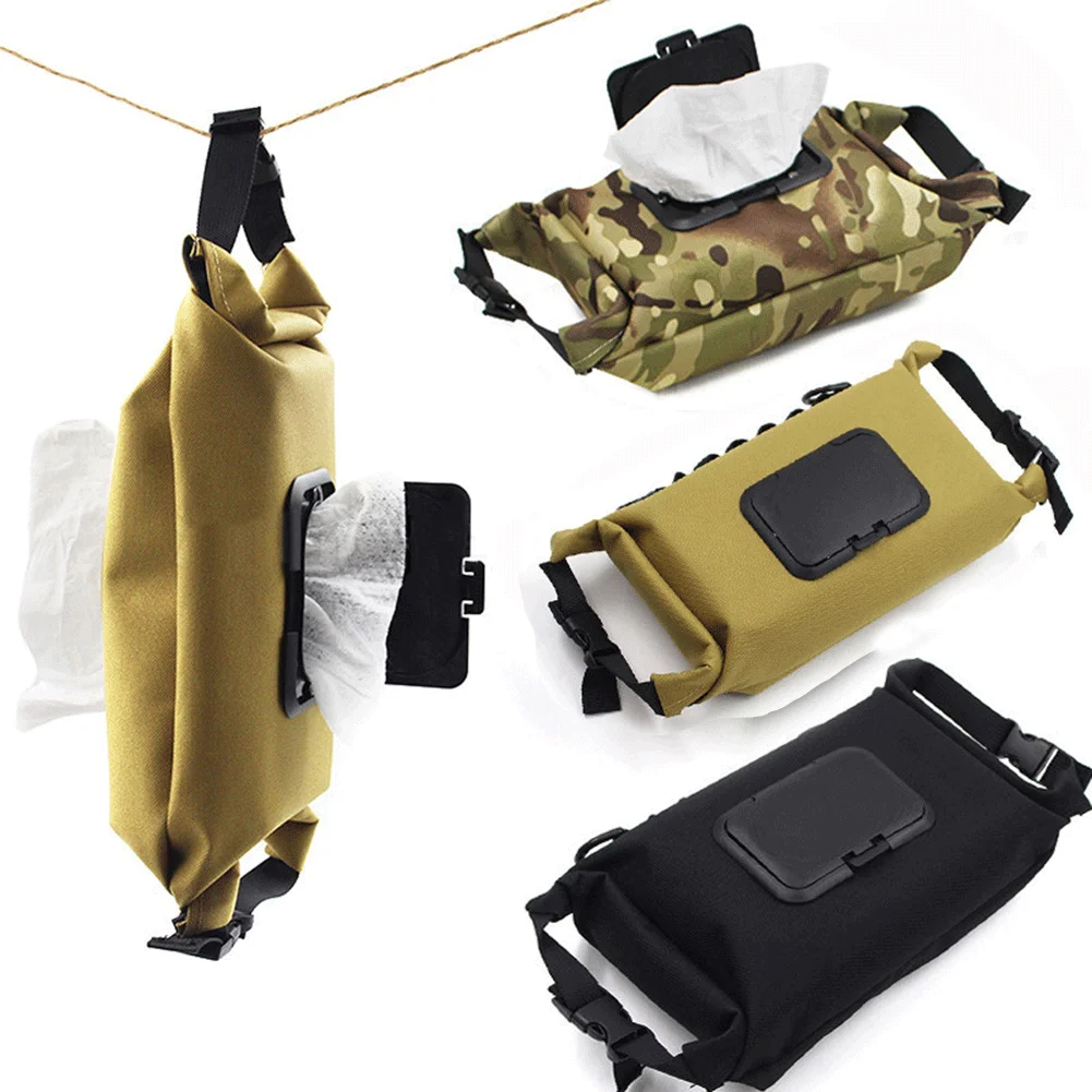 Kamp ıslak mendil kutu kağıt tuval dağıtıcı kutusu su geçirmez asılı taşınabilir mendil çantası açık yürüyüş için saklama kutusu