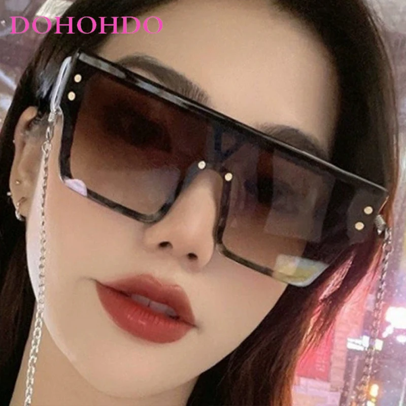 

Luxury Square Oversized Frame Rivet Women Sunglasses Brand Design One-Piece Men Sunglass Outdoor Drive Windproof Goggles UV400