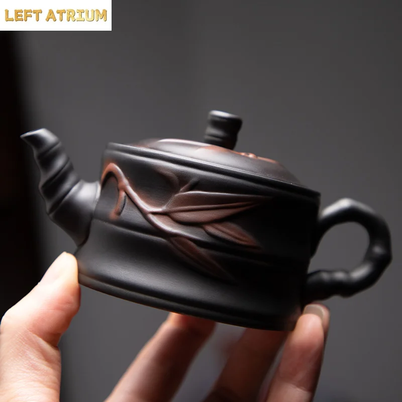 Jianshui Clay Purple Pottery  Carving Teapot Hand Painted Antique Relief Teapot Household Teapot Kungfu Tea Set Kettle