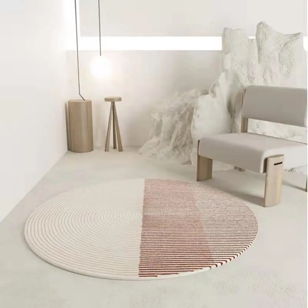 Home Absorbent Non-Slip Carpet Modern Minimalist Mat Living Room Fluffy Bedroom Decor Striped Carpet Large Area Circular Carpet