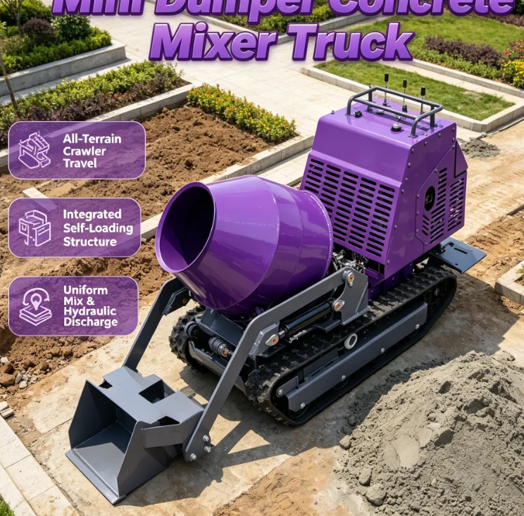 Customized EURO5 Approved Mini Small Concrete Mixer With Tracked Self-loading Concrete Mixer For Factory Use For Sale