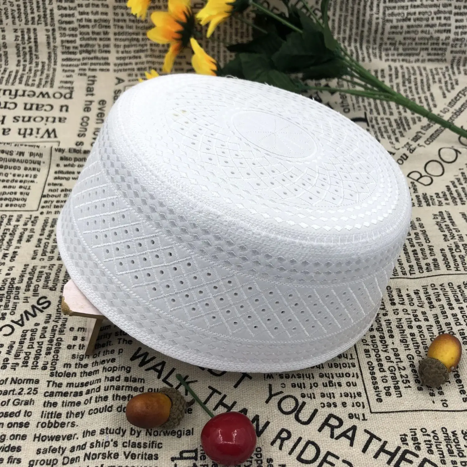 Muslim Caps For Men Clothing Tax Products Turkey Free Shipping Prayer Mesh Jewish Hat Kippa Islamic Kufi Topi White 03274