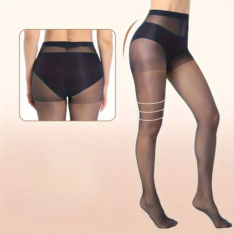 2/5 أزواج من الجوارب النسائية ذات المقاس النحيف المضادة للخطاف من الحرير، مرونة عالية تسمح بمرور الهواء، جوارب سفلية رفيعة للغاية