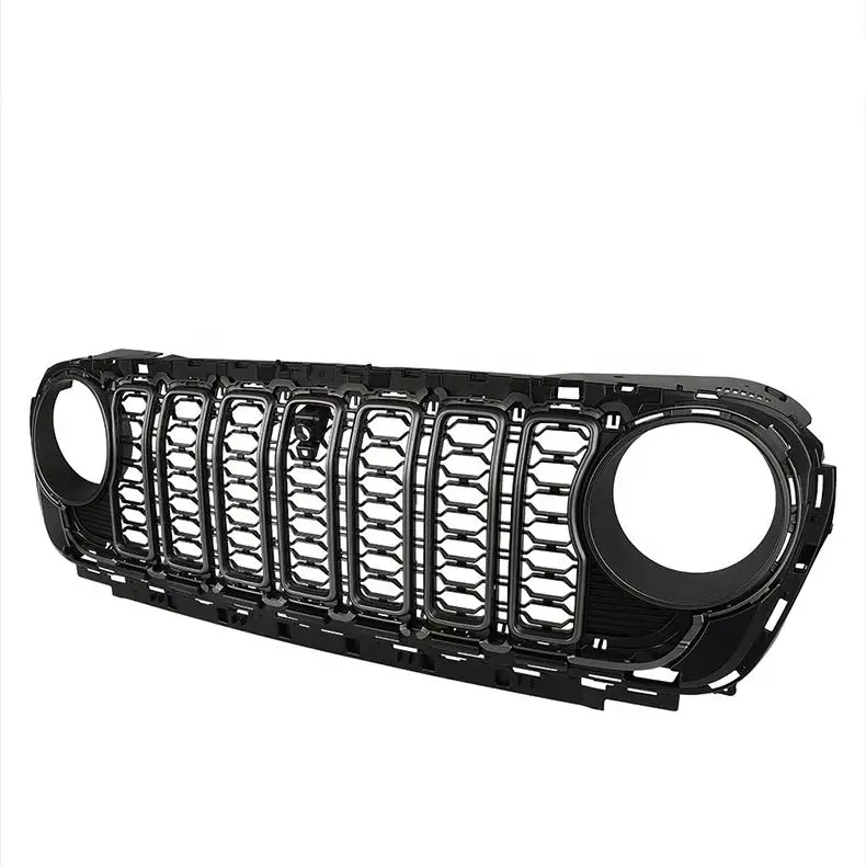 for Jeep Wrangler JL 18-24 Accessories Off Road Vehicle Grille Automatic Tuning Accessories Front Bumper ABS Black Front Grille view 4