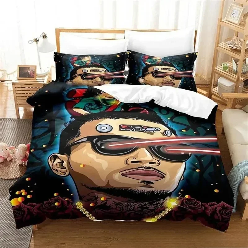 3D Print Chris Brown Comfortable Duvet Quilt Cover Pillowcase Bedding Set Children Bedroom Decoration Home Textile