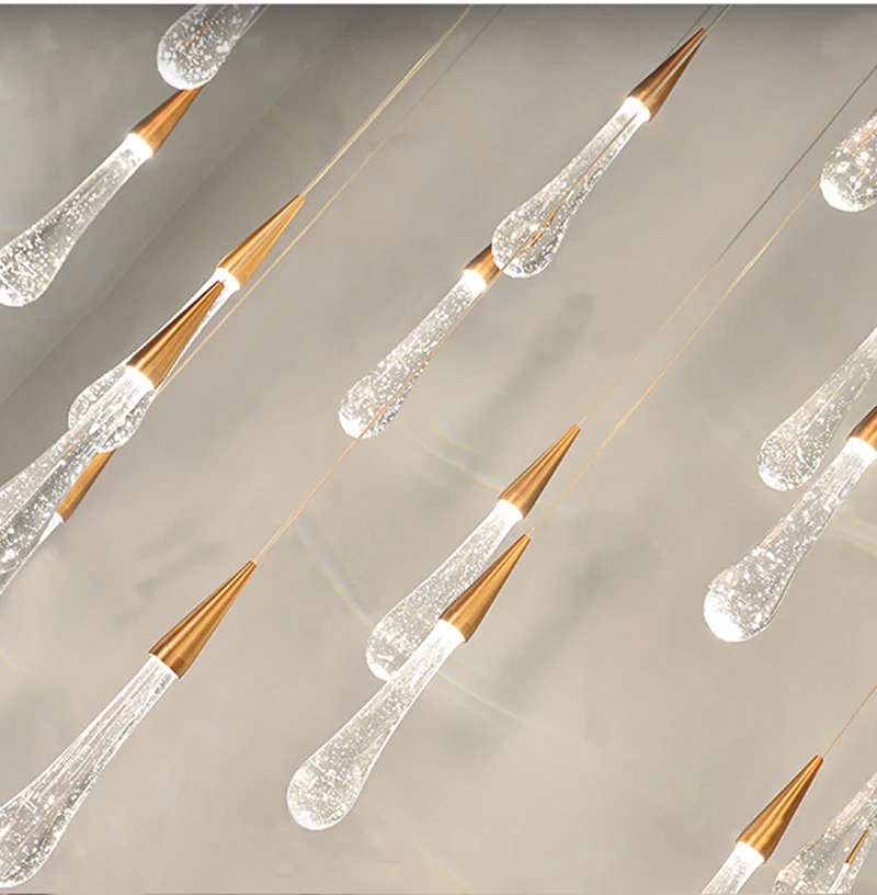 

Water Droplet Pendant Lamp Modern Crystal Pendant Lamp For Stair Hallway Hanging Lamp For Dining Room Gold Ceiling Light Fixture