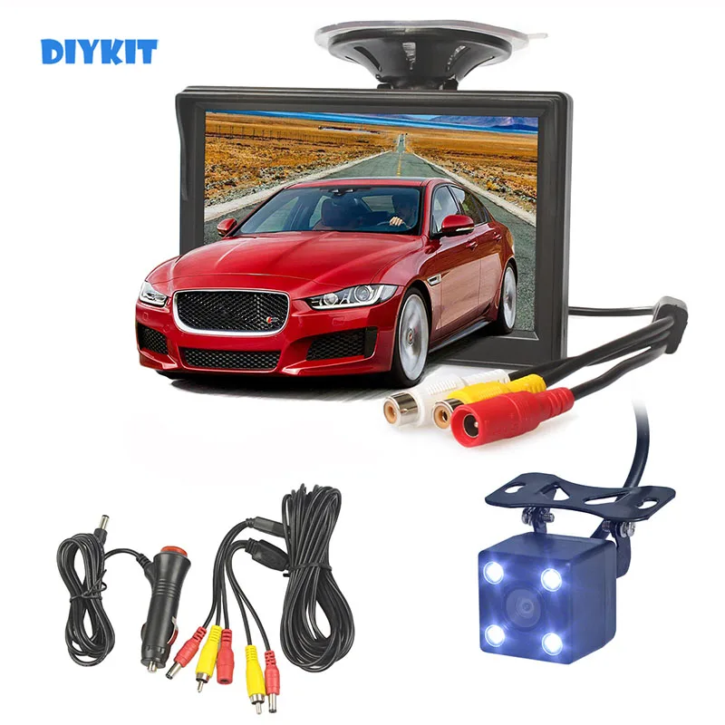 

DIYKIT 5inch 800 x 480 HD Car Monitor Waterproof Reverse LED Night Vision Backup Rear View Car Camera with Monitor