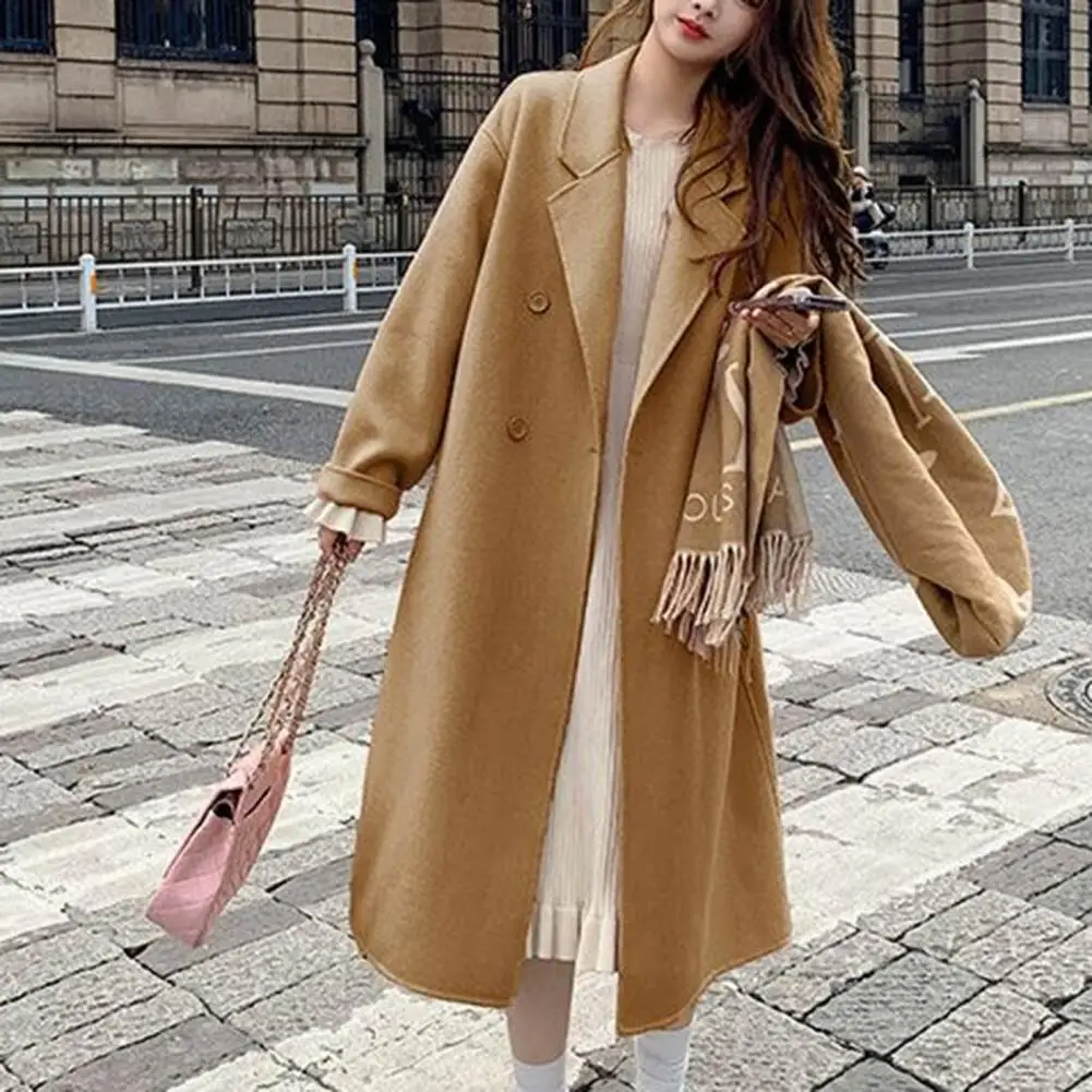 Warm Comfortable Women Thermal Jacket for Winter Fall Women Mid-length Coat with Double Pocket Design Stylish Women's