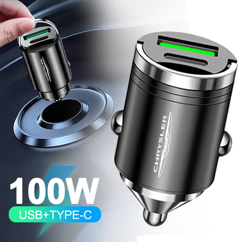 100 W Mini Dual Ports USB Auto Ladegerät Feuerzeug Schnelle Lade Telefon Ladegerät Adapter für Chrysler 300c 300 200 200c Pacifica Sebring