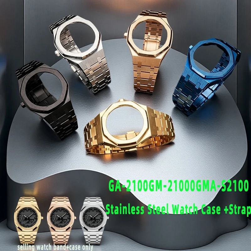 Modification Kit For Casio G-SHOCK GA-2100 GMA-S2100 GM-2100 men Solid Stainless Steel Watch Case Strap Modified Metal Bracelet