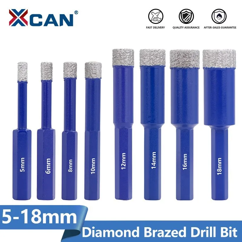 

XCAN Diamond Brazed Drill Bit Hole Saw Cutter For Glass Marble Granite Brick Tile Ceramic Porcelain Concrete 5/6/8/10/12/16/18mm