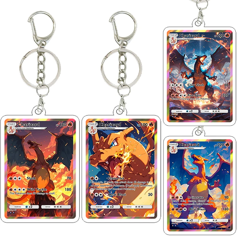 

Creative Charizard Anime Double-sided Printing Small Card Acrylic Keychain Cartoon Figure Charm Pendant Gifts Accessories Toys