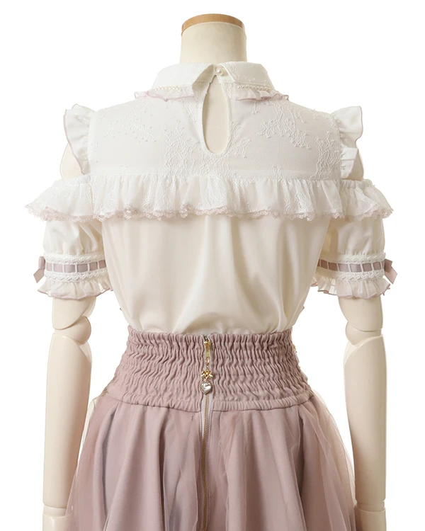 Japanese Mine New Summer Off-Shoulder Pearl Collar Cute Sweet Big Bow Short Sleeve Shirt Women's Lolita Blouse Top and Skirt Set