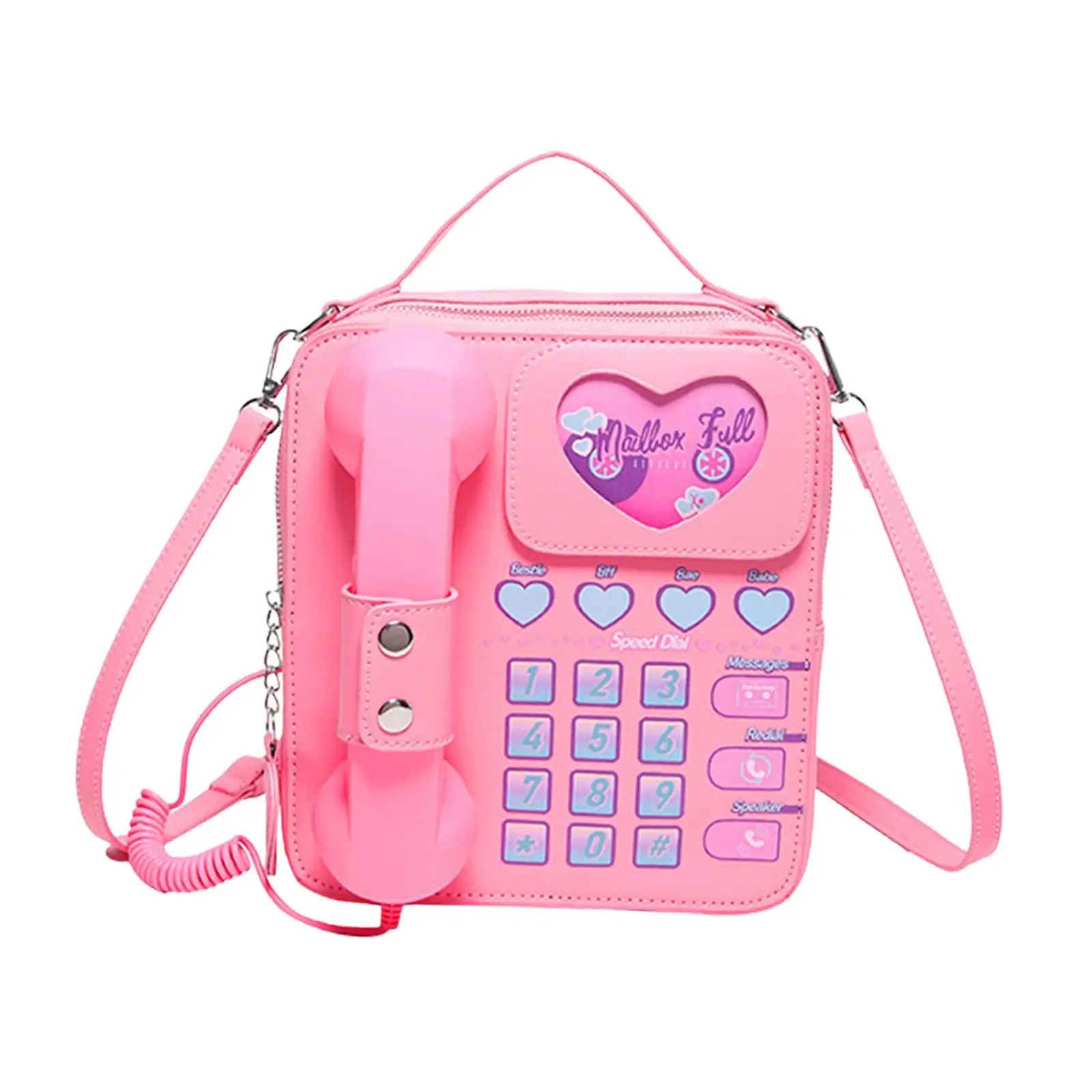 PU Women Shoulder Bag Telephone Crossbody Bag Fashion Quirky Handbag Cartoon Keypad Purse Accessory