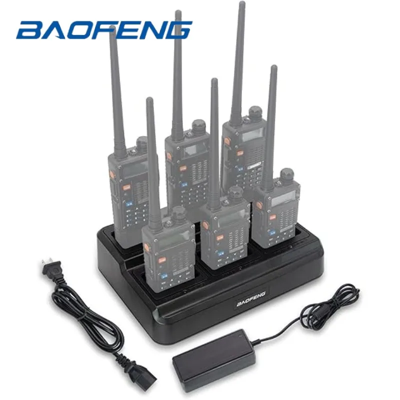 BAOFENG UV-5R Carregador de seis vias Estação de carregamento multi-unidade para BF-F8HP UV-5RE UV-5R Retevis RT-5R RT-5RV Mirkit UV-5R MK4