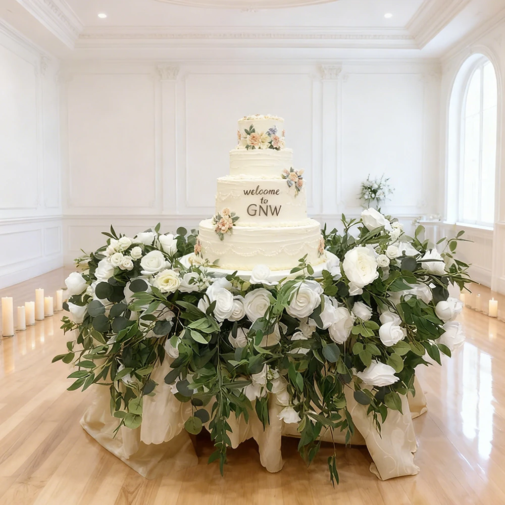

Luxury Modern Wedding Cake Floral Decoration With Cloth Artificial Flowers Custom Colors Available High Quality Realistic Look