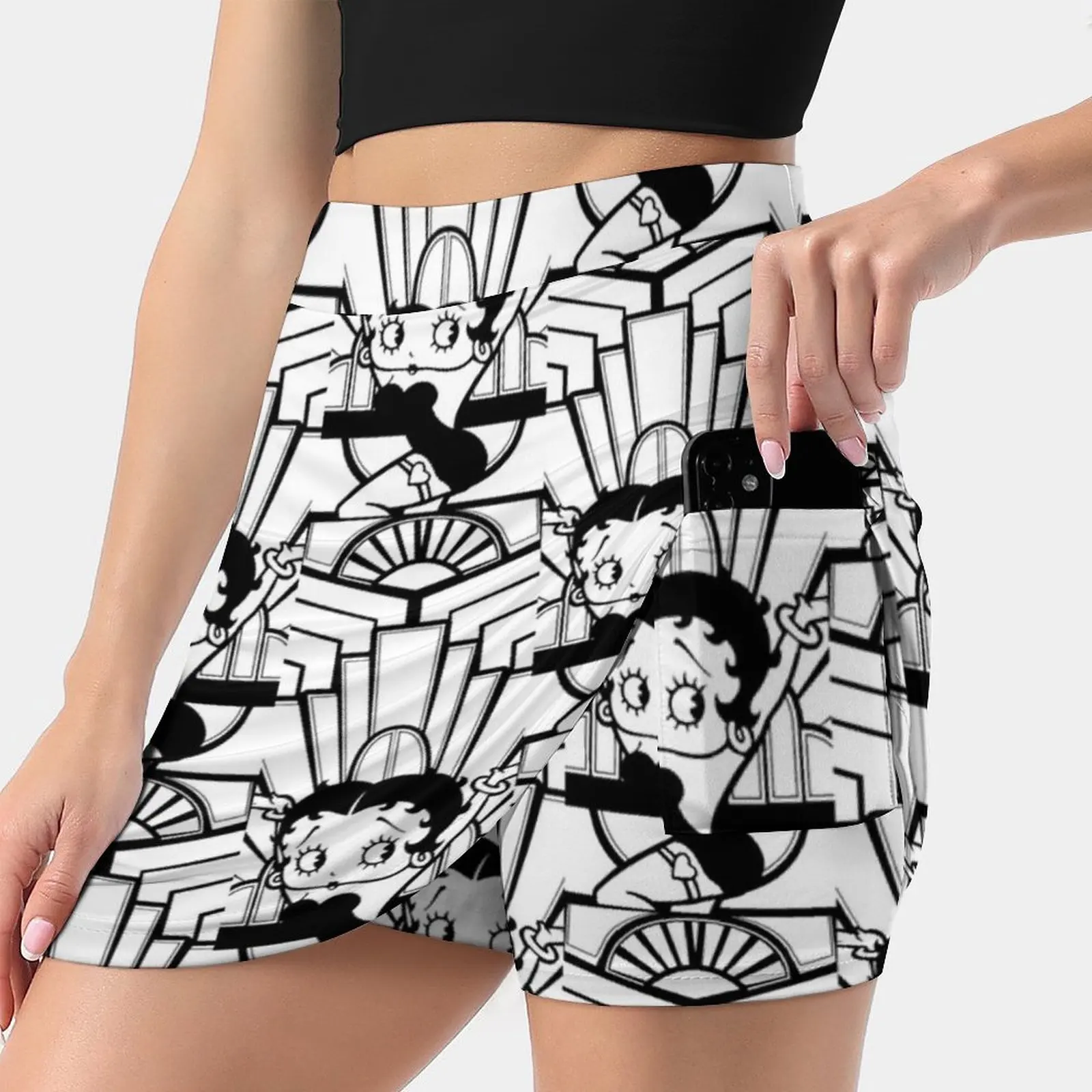 O H B E T T Y ! Women's skirt Mini Skirts A Line Skirt With Hide Pocket Boop Universal Studios Universal Studios Toon Lagoon