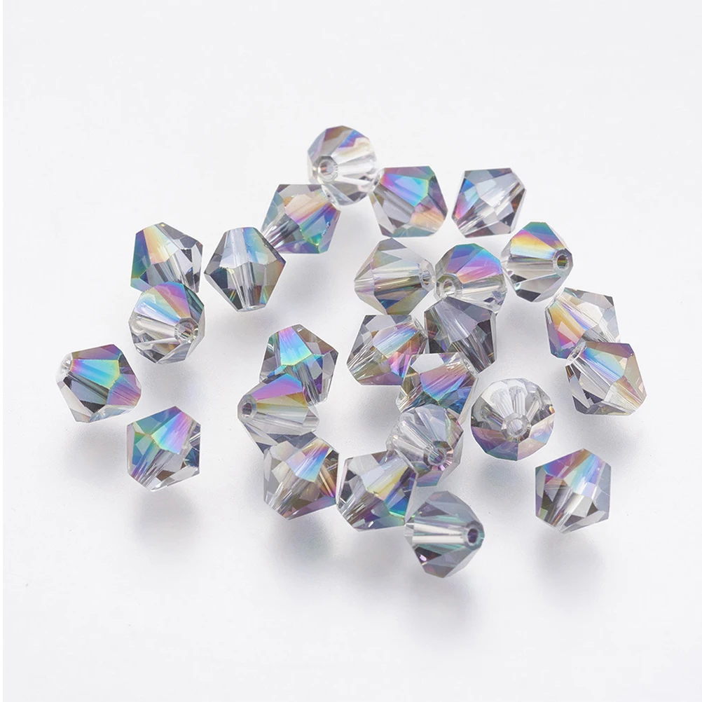 

50pcs Colored Beads Craft Assorted Charms Kids Jewelry Bracelet Glass Bipyramid Shape DIY Kit for Making Adult