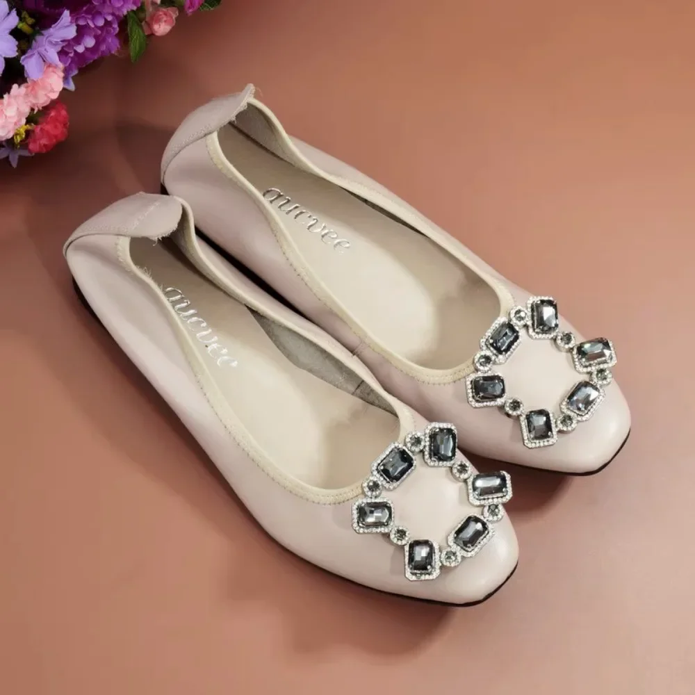 мокасины Mom Flats Shoes Soft Sole Loafers Round Toe ShoesNew Spring and Autumn Flat Sole Non Slip Female Casual Leather Shoes