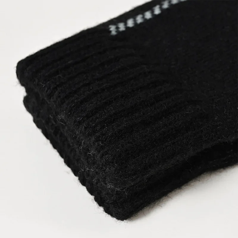 Men Winter Thermal Thickened Velvet Five Finger Knitted Wool Gloves Outdoor Riding Touch Screen Cold Weather Hand Protection