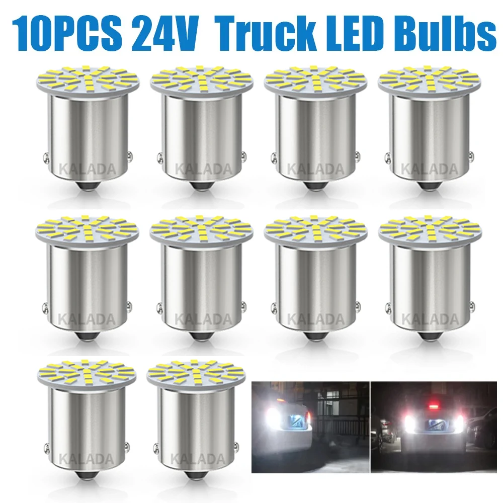 10pcs 12V/24V LED Bulb 1156 BA15S R5W R10W 1157 BAY15D 3014 22 SMD For Truck Turn Signal Lights Daytime Running Lamp 6000K White