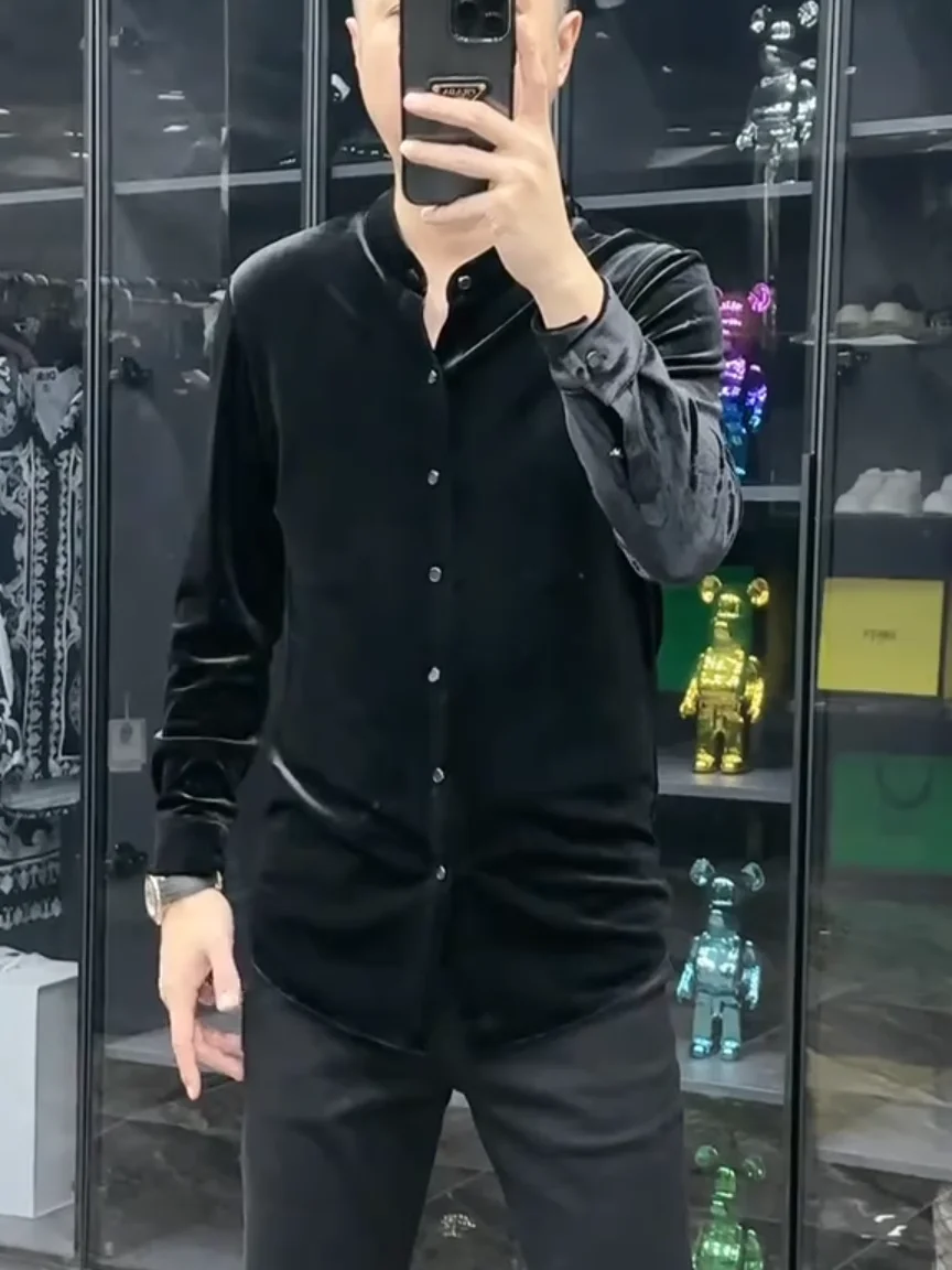 

Men's Velvet Shirt Comfortable Stylish Versatile Warmth High-Contrast Simple Design Autumn Winter New Style Fashionable