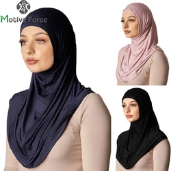 Hijab nero modale islamico Abaya Hijab per donna Abaya Jersey Hijab sciarpa abito musulmano donna turbante istantaneo Head Wrap