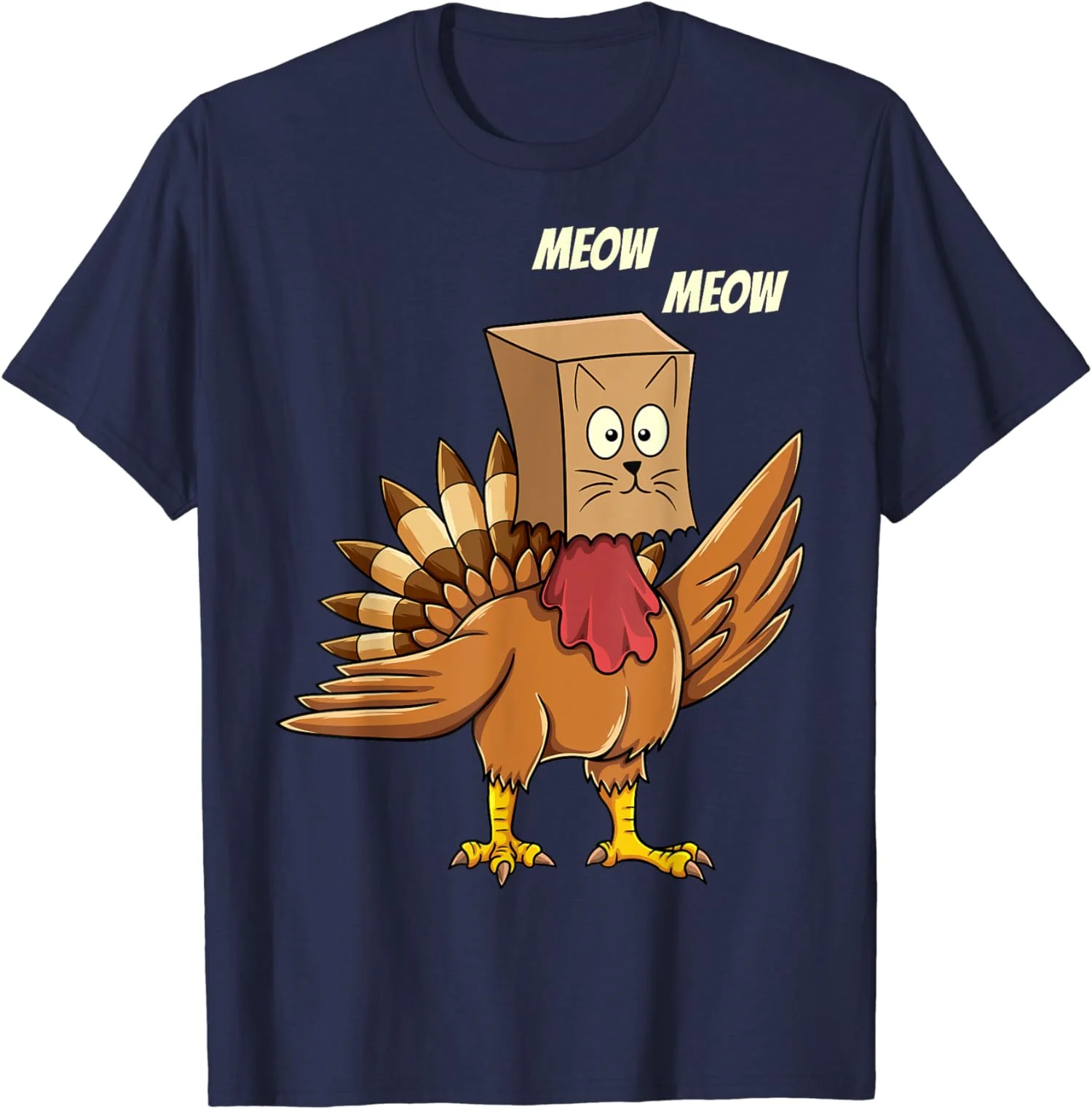 Cat Meow Thanksgiving Turkey Gift Funny Unisex T-Shirt