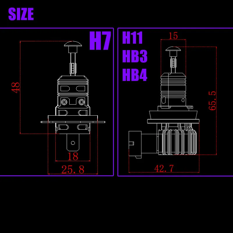 360 H7 H11 LED Headlight Bulbs 2500W High Power 9005 9006 HB3 HB4 Canbus Car Led Turbo Fog Lamp Wireless Original 1:1 Size 6000K view 6