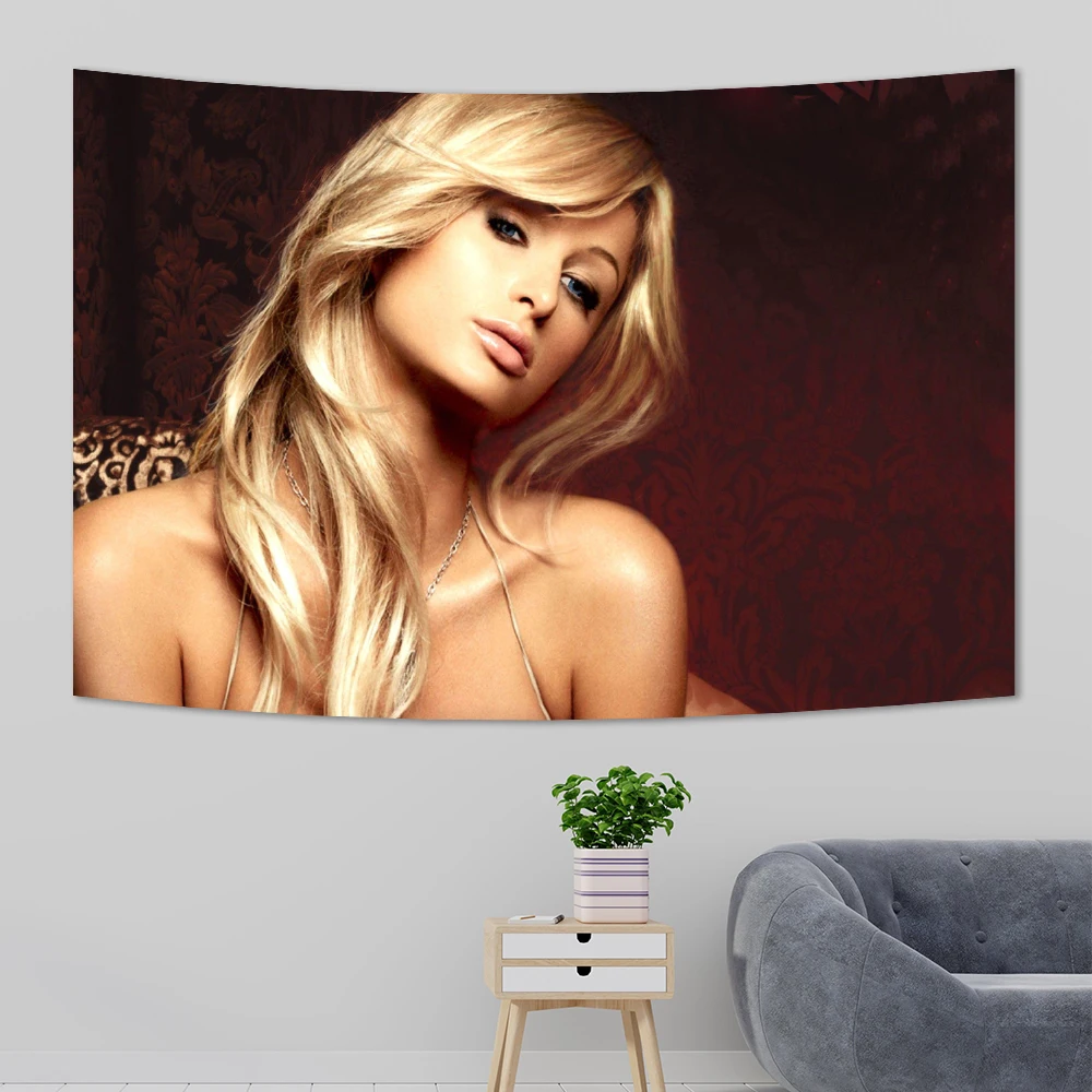 Paris Hilton Y2k Art Tapestry Wall Hanging Room Decor Aesthetic Meme Tapestry Dorm Art Poster Background Decoration For Home