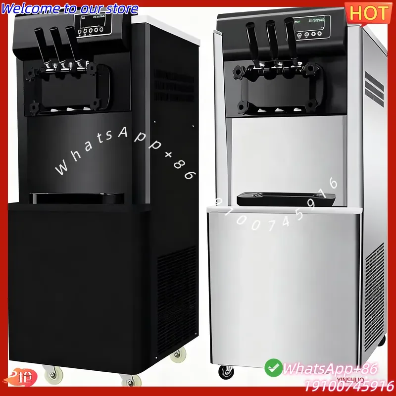2026Hot Commercial Soft Ice Cream Machine 220V/110V 3 Flavors Stainless Steel Milk & Water Energy Saving High Efficiency
