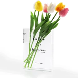 Clear Acrylic Flower Vase, Nordic Book Vase for Flowers, Office Desktop, Living Room, Home Decoration Gift