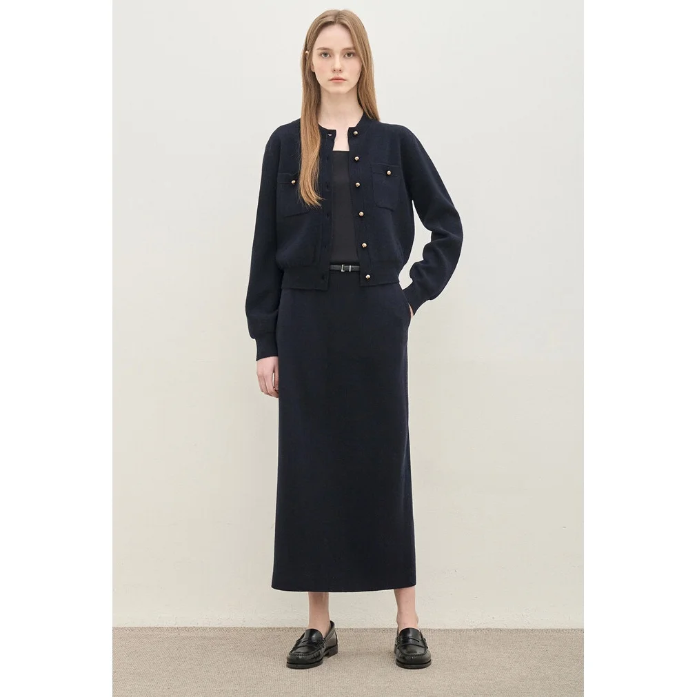 Set mit elastischer Taille und Rock und Gürtel, vielseitiges mittellanges koreanisches Sle-Pendel-Set in reiner Farbe, anderes Material mit mittlerer Taille