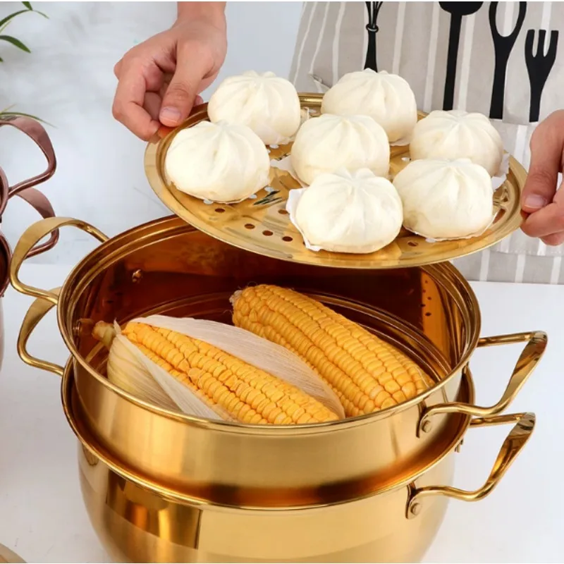 Household Double-layer Stainless Steel Steamer, Multi-functional Cooker, Can Steam Buns, Fish, Vegetables