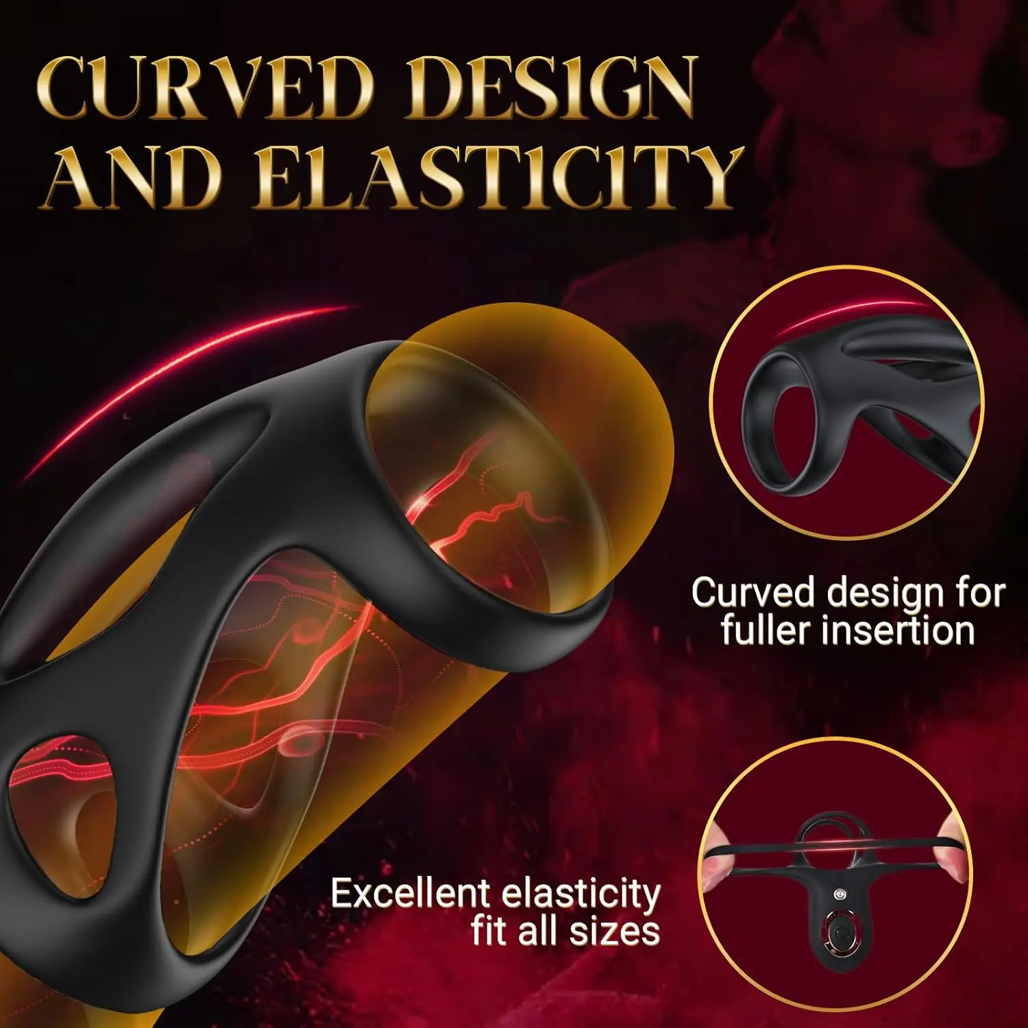 Men's vibration ring sex toy - 10 vibration modes, vibrator extender, 75# dual motor testicular G-spot stimulation, male erectil