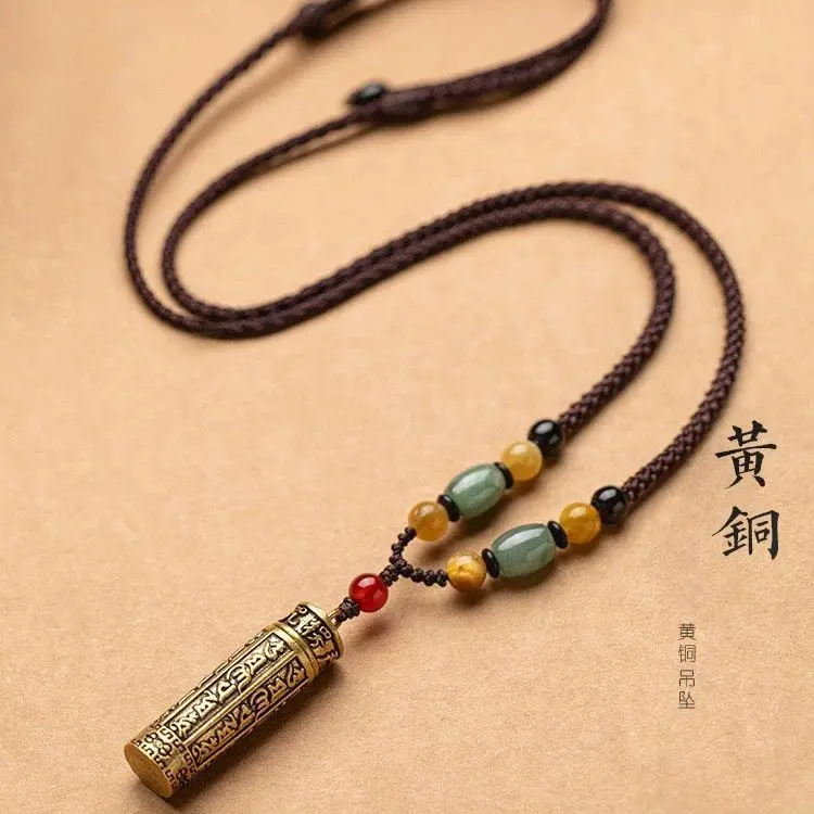 2026 new open-fitting necklace brass retro sweater chain long pendant versatile pendant for friends