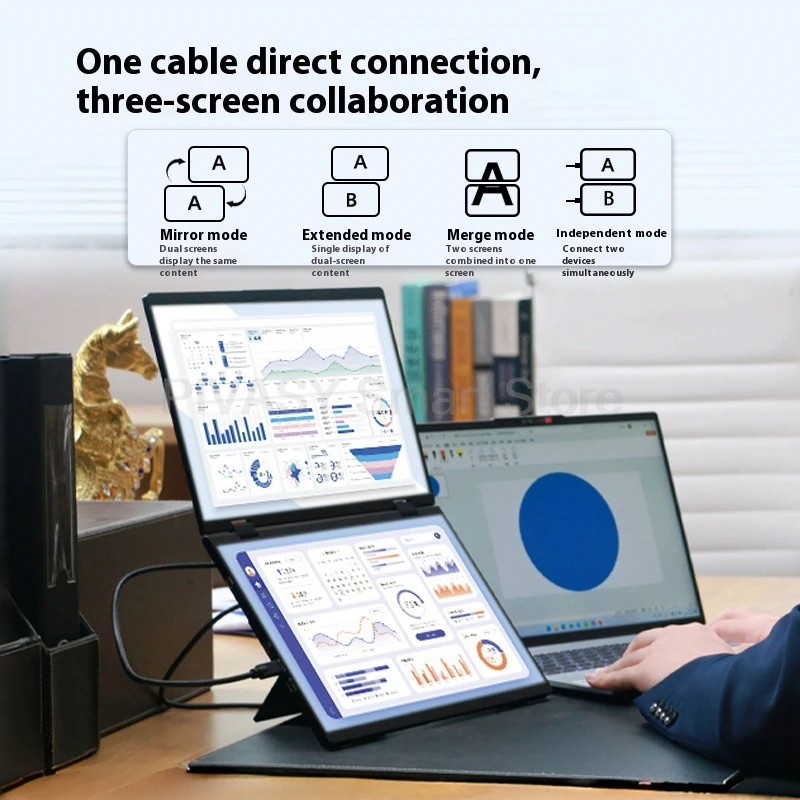 18.5 Inch 120HZ Touch-enabled Portable Monitor Foldable PC Gaming Secondary Display Expansion Dual Screen for PS5 Connection IPS