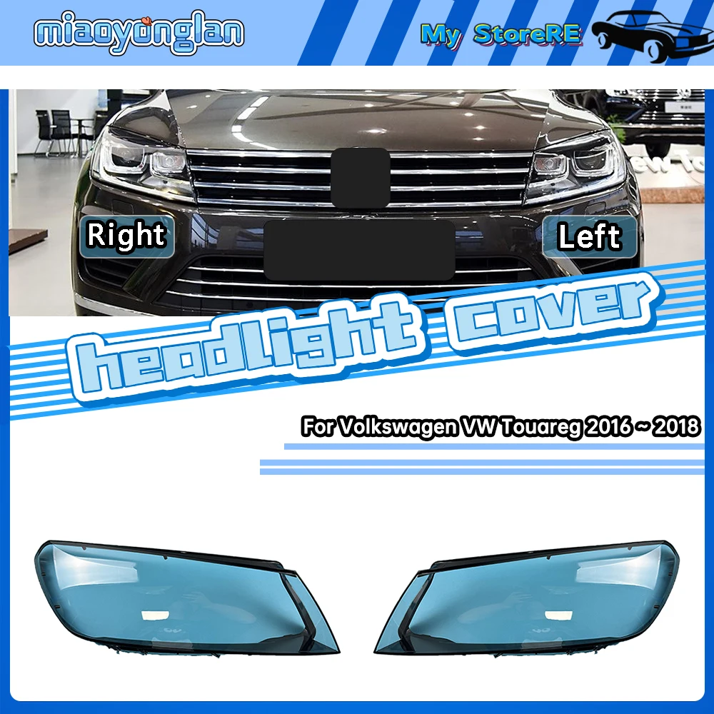 

Car Front Headlight Cover Lens Glass Headlamps Transparent Lampshad Lamp Shell Masks For VW Touareg 2016 2017 2018 Dichromatic